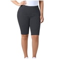 thumbnail image 5 of Plus Size Women's Yoga Shorts 5" Elastic High Waist Ribbed Legging 2026 Summer Workout Sport Shorts ,Dark Gray,5XL, 5 of 8