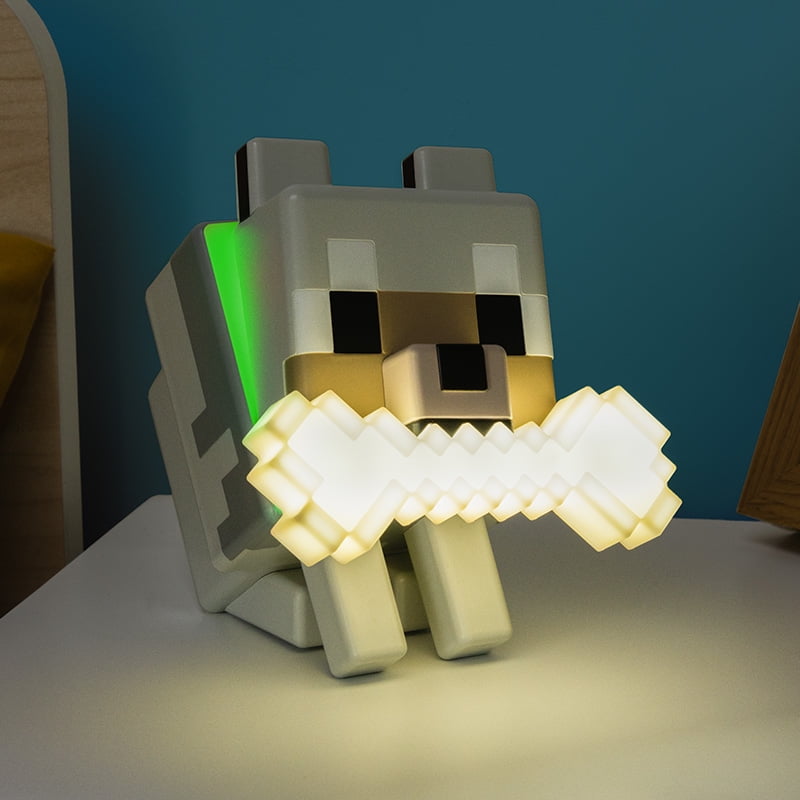 Minecraft Wolf Light, 5.6in 3D Color Changing Lamp, Officially Licensed Gift by Paladone