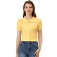 thumbnail image 1 of INSPIRE CHIC Women's Sweet Peter Pan Collar Button Down Soft Shirt Blouse Yellow S, 1 of 5