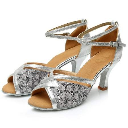 

〖Yilirongyumm〗 Silver 40 High Heels For Women Rumba Waltz Prom Ballroom Latin Salsa Dance Shoes Square Dance Shoes
