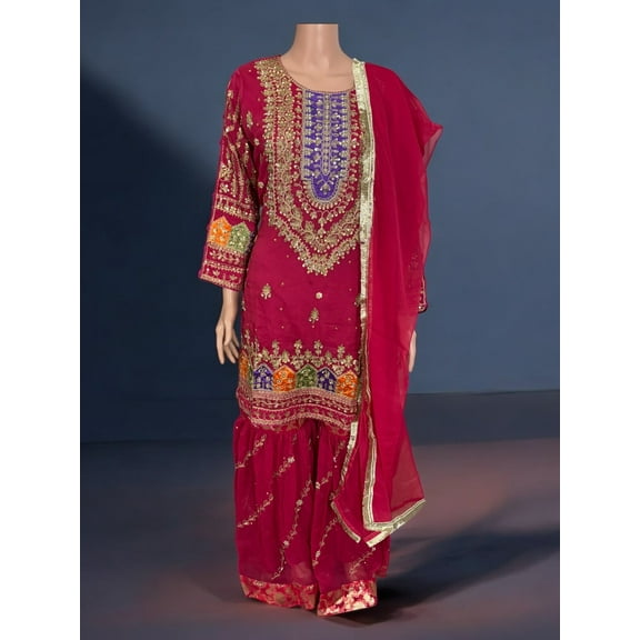 Traditional Garara Designer Salwar Kameez Suit, Cultural Wear for Women, 232