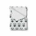 thumbnail image 2 of Tattoo Soft Flannel Fleece Throw Blanket, Panda Bear Portraits Mascots Pattern for Children in Black and White, Cozy Plush for Indoor and Outdoor Use, 70" x 90", Black White, by Ambesonne, 2 of 6