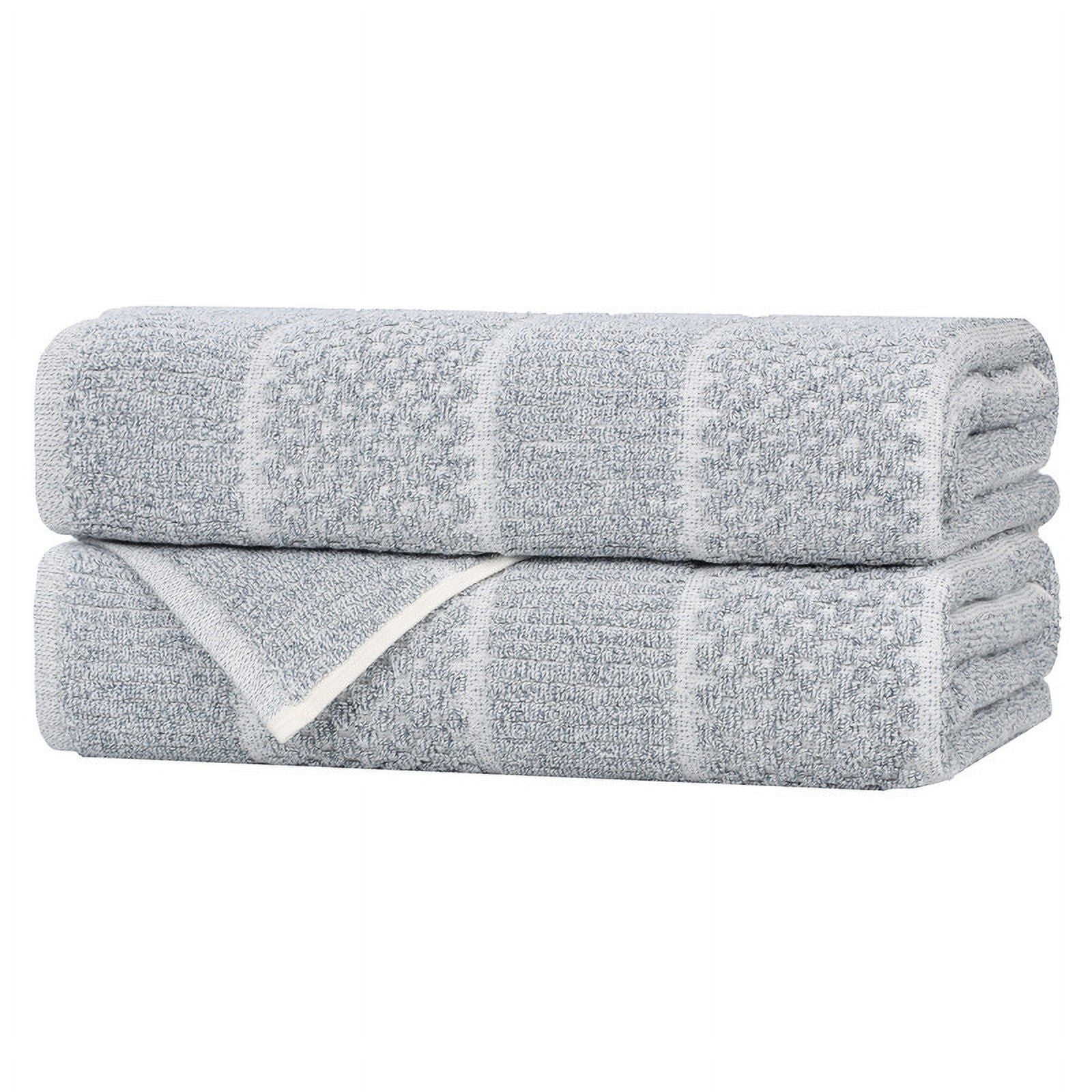 Superior Naples Viscose Cotton Blend Medium Weight Bath Towels, Set of 2, Denim Blue