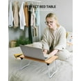 thumbnail image 2 of dxynlzq Foldable Lap Desk Laptop Stand Bed Desk Table Tray  Breakfast Serving Tray  Portable &amp; Lightweight Mini Table  Lap Tablet Desk for Sofa Couch Floor - White, 2 of 6