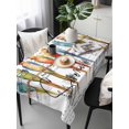 thumbnail image 4 of Colorful Birds Tablecloth Rectangle Table Cloths 54x108 , Waterproof Tablecloth Outdoor Table Cloth, Vintage Rustic Envelope Postmark Washable Table Cover for Kitchen Dining Party, 4 of 8