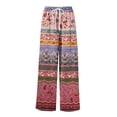 thumbnail image 5 of Minjewel Palazzo Pants for Women Print Wide Leg - High Waist Casual Trousers with Pockets Elastic, Wide Leg Pants for Women Boho Summer Trousers, Pants for Women for Beach Daily,Red M, 5 of 7