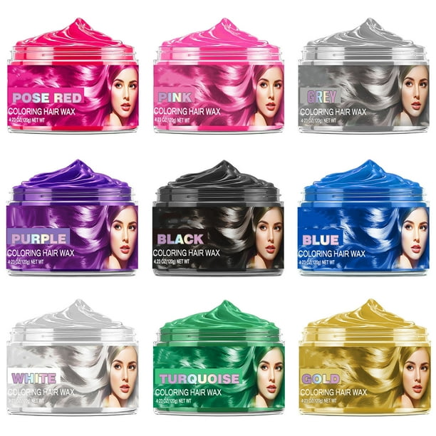 Crema de peinado con tinte temporal para el cabello 120 g - 9 colores, barro de color para el cabello desechable sin daño para un fácil peinado de moda en casa, crema para teñir y moldear el cabello