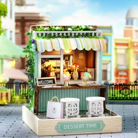 Dessert Time Dollhouse Kit - Miniature Wizardi Roombox Kit with LED Light F07M51-67-QT-086