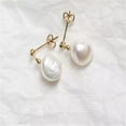 thumbnail image 4 of K-KED 9-10mm White Freshwater Baroque Pearl Earrings Hook Temperament Accessories, 4 of 6