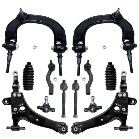 Detroit Axle - Front Control Arms+ Ball Joints + Tie Rod w/ Boots Replacement for Hyundai Sonata XG300 XG350 Kia Optima - 12pc Set