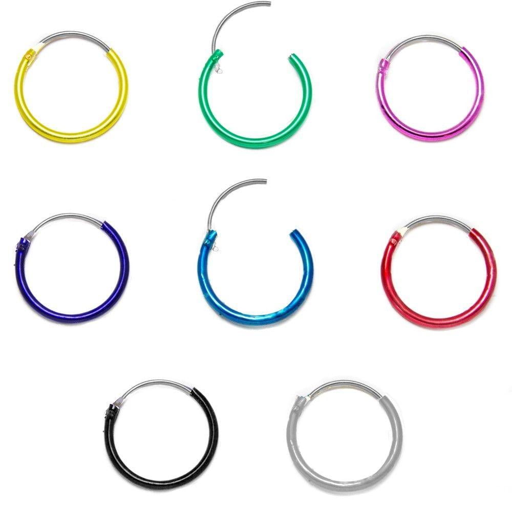 Nose Ring 316L Ceramic Pastel Color Coated Hoop Ear Carilage Helix 5/16" CBR 16G