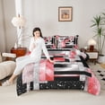 thumbnail image 4 of Manfei Geometric Rectangle Boy Girl Full Size Comforter Sets 3-Piece,Bling Glitter Bedding Comforter Set,Vintage Aesthetic Lightweight Bedding Sets,Lightweight Room Decor,Reversible, 4 of 8
