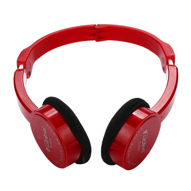 Cateissary Auriculares con cable de 3,5 mm, auriculares plegables para niños con micrófono, sonido estéreo HD, auriculares para niños sobre la oreja Cables de audio/vídeo rojo 1.1 metros