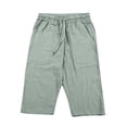 thumbnail image 4 of Mens Linen Capri Pants Casual Lightweight 3/4 Pants Loose Fit Elastic Waist Drawstring Big And Tall Summer Beach Yoga Shorts with Pockets Mint Green L, 4 of 8