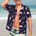 thumbnail image 7 of Bingfone Men's Short Sleeve Button Down Shirts Hawaiian Love Wine Printed Beach Shirt, 7 of 7