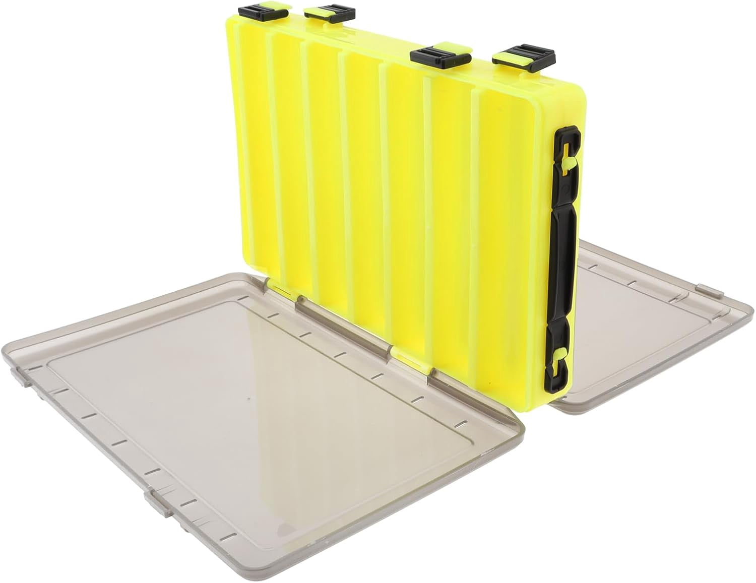 Double Sided 14 Compartments Fishing Tackle Boxes Fishing Lure Box Organizer, Fishing Bait Tackle Storage Case, Container Box for Jewelry Beads Earring Hook (Yellow)