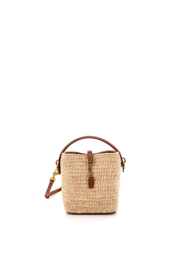 Pre-Owned Le 37 Bucket Bag Raffia and Leather Mini By Rebag