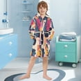 thumbnail image 5 of FORMRS Niños Bathrobe Unisex Hooded Robe Soft Plush Pajamas Sleepwear, Size 7-9T, Flowers Pattern Style, 5 of 7