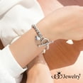 thumbnail image 2 of ‎555Jewelry 5mm Stainless Steel Puffed Heart Charm Box Chain T Toggle Clasp Bracelets for Women & Girls, 8.25 Inch, Silver, 2 of 8