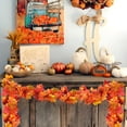 thumbnail image 4 of Halloween Maple Leaf Garlands Rattan Decor Hanging Wall, Realistic Waterproof Artificial Garland for Home Halloween Thanksgiving Indoor and Outdoor Use 68.89Inch Orange, 4 of 6