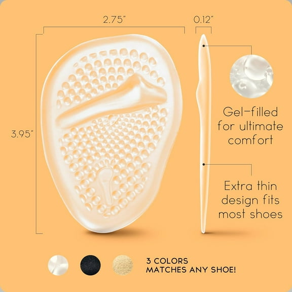 Walkize Metatarsal Pads Women | Heel Inserts for Women | Ball of Foot Cushions All Day Pain Relief and Comfort One Size Fits Shoe Inserts