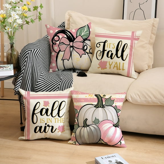 Halloween Pillow Covers 18x18 inch Trick or Treat Pumpkin Ghost Throw Pillow Covers for Fall Halloween Decorations Halloween Party Pillows Decorative Pillow Covers for Couch Sofa