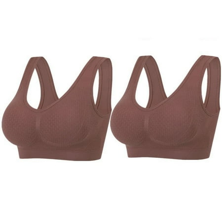 Hamky Bras for Women Bralettes for Women 2PCS Gathering Bra Comfortable Corset Front Alternating Side Lace Bra Slim Shaping Bra Wireless Bras Seamless Bras Hot Pink M