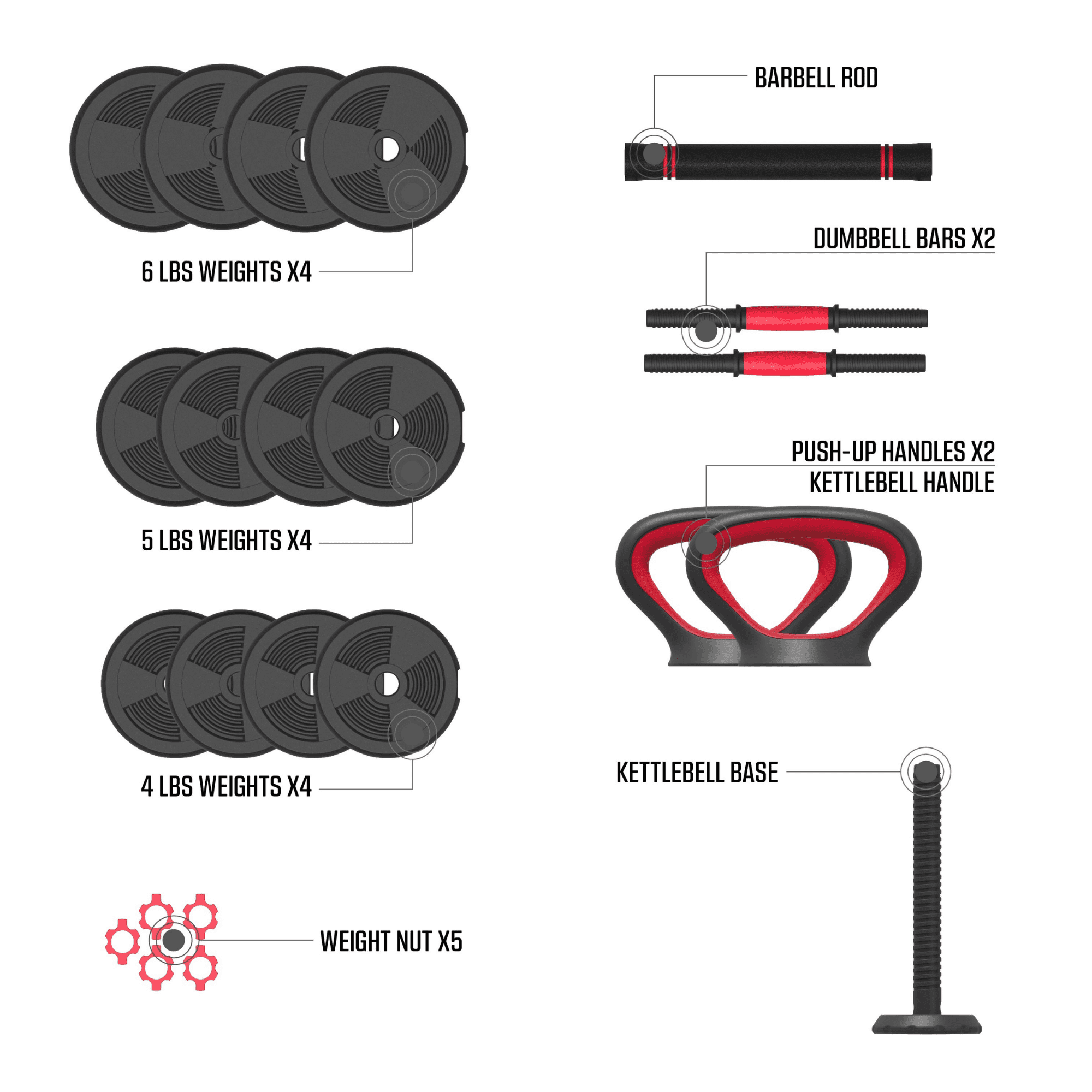 FitRx SmartBell Gym 60lbs: 4-in-1 Adjustable Dumbbell, Barbell