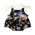 thumbnail image 1 of Bébé Fille Fleur Imprimé Cou Noeud Lacet-Up Cintre Romper, 1 of 6
