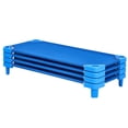 thumbnail image 4 of 4-Pack Stackable Daycare Cot, 52"x23" Toddler Nap Bed, Portable Preschool Sleep Cot, Blue, 4 of 6
