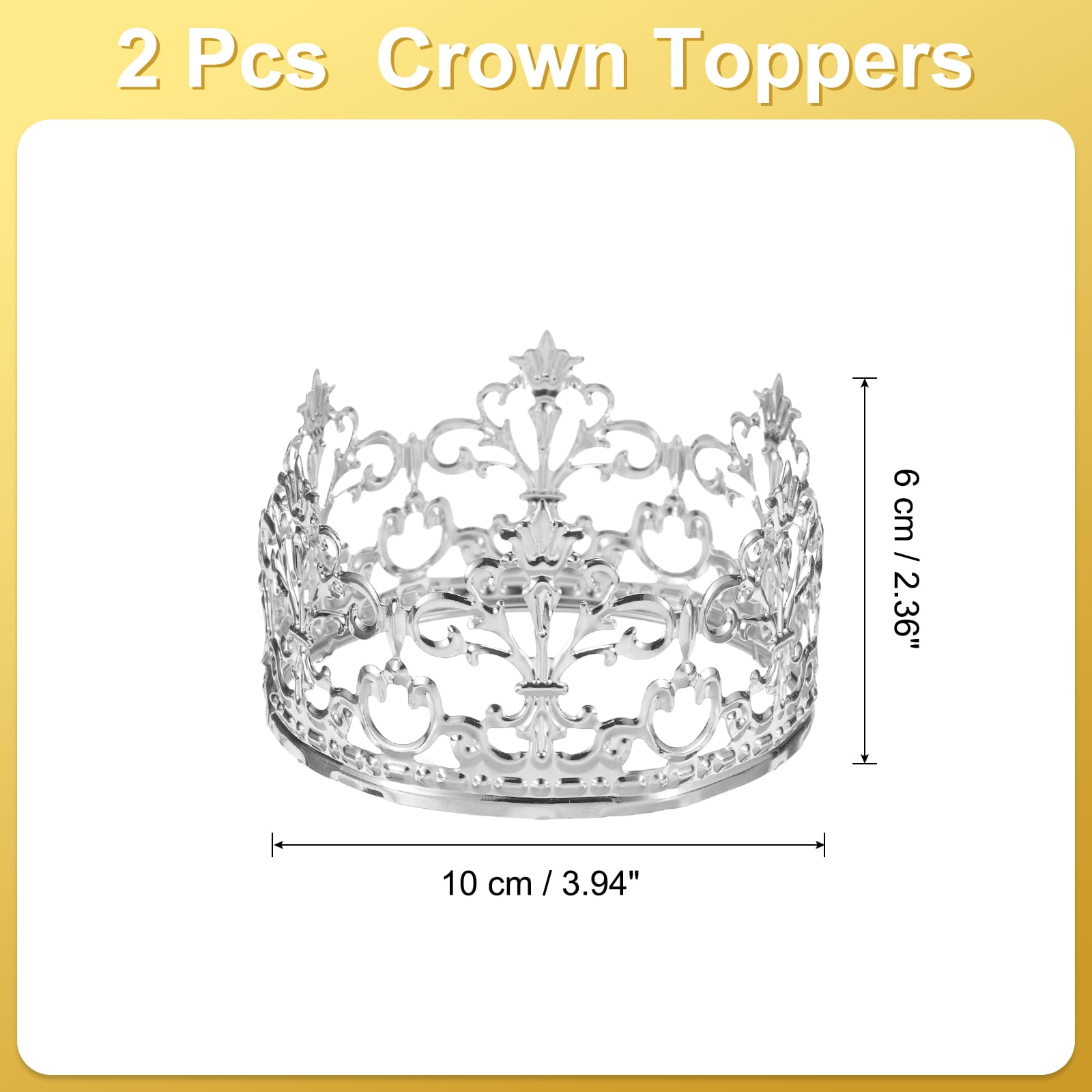 Unique Bargains Mini Crown Cake Toppers, Alloy Queen Tiara for Birthday Cake Silver