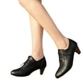 thumbnail image 1 of Bottes de Combat à Talons Kitten pour Femmes Rétro Hiver Automne en Cuir à Bout Rond Bottillons Courts à la Cheville Chaussures Oxford Vintage, 1 of 6