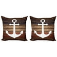 thumbnail image 1 of Ambesonne Marine Throw Pillow Cover 2 Pack, Boat Theme Anchor Motif, 18", Brown White, 1 of 6