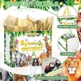thumbnail image 2 of Jungle Safari Birthday Gift Bag Large Wild Animal Wrapping Bag with Tissue Paper and Card Wildlife Woodland Treat Candy Bag for Kids Boys Zoo Jungle Safari Animal Birthday Baby Shower Party Supplies, 2 of 4
