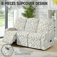 thumbnail image 3 of ZIATUBLES 3 Seater Recliner Sofa Covers Set of 8, Reclining Couch Slipcovers Stretch Recliner Covers with Storage Pocket, Soft Fitted Furniture Protector Slipcovers, Tulip Flower, 3 of 9