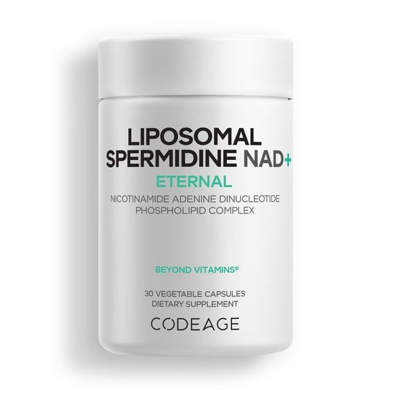 Codeage Liposomal Spermidine NAD  Spermidine Supplement - 500 Mg NAD  Vitamin C - Liposomal Delivery - Nicotinamide Adenine Dinucleotide Pills - 1 Capsule Per Serving - Vegan, Non-GMO - 30 Capsules