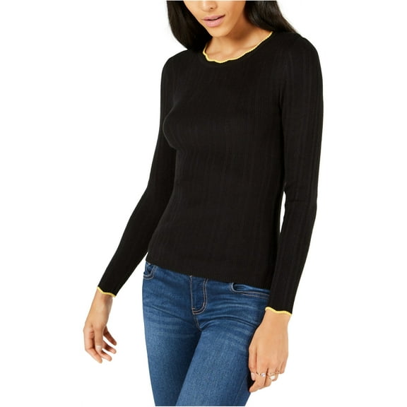 maison Jules Womens Ribbed Fitted Knit Sweater, Black, XX-Small