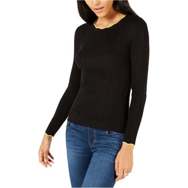 maison Jules suéter de punto ajustado acanalado para mujer, negro, mediano