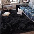 thumbnail image 4 of Softlife Stylish Soft Shaggy Velvet Carpet for Living Room/Bedroom, Fluffy Area Rugs, 4' x 5.9' , Black, 4 of 8