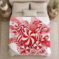 thumbnail image 5 of Peppermint Candies with Candy Canes Lollipops and Pink Striped Burst, Cheerful Holiday Style for Candy Lovers, Soft Flannel Blanket for Playroom and Family Room, Christmas Gift, Home Decor, 5 of 9