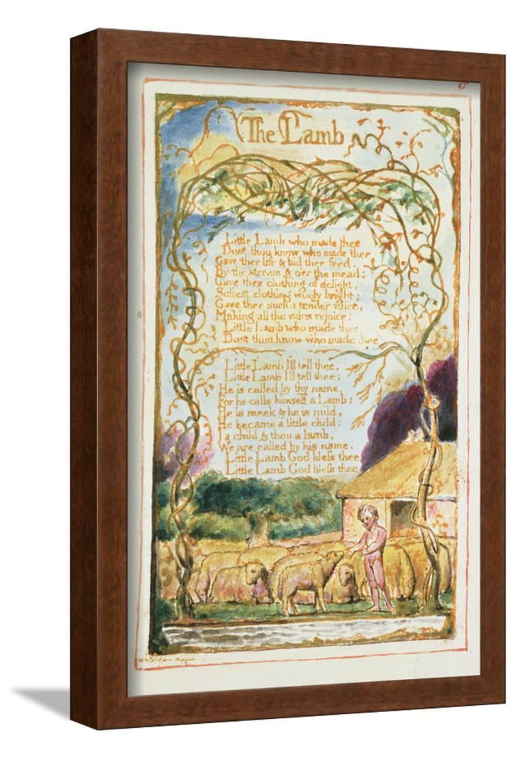 The Lamb Plate 8 from Songs of Innocence and of Experience C181526, Animals  Figurative Religion Framed Art Print Wall Art by William Blake Sold by   