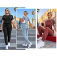 thumbnail image 5 of MOYIKO 2 Piece Sets for Women Summer Outfits Fashion Lounge Sets Crew Neck Tops Long Pants Tracksuit Vacation Travel Outfits, 5 of 7