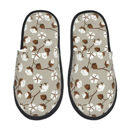 Balery Cotton Tree Slient Indoor Furry Fleece Comfort House Shoes Soft Non-Slip Home Shoes Cotton slippers House Slippers-- Large