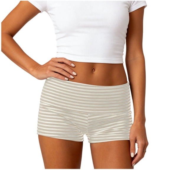 Annhoo Fold over Shorts for Women Trendy Striped Slim Yoga Gym Mini Clothes Casual Loungewear Athletic Pants