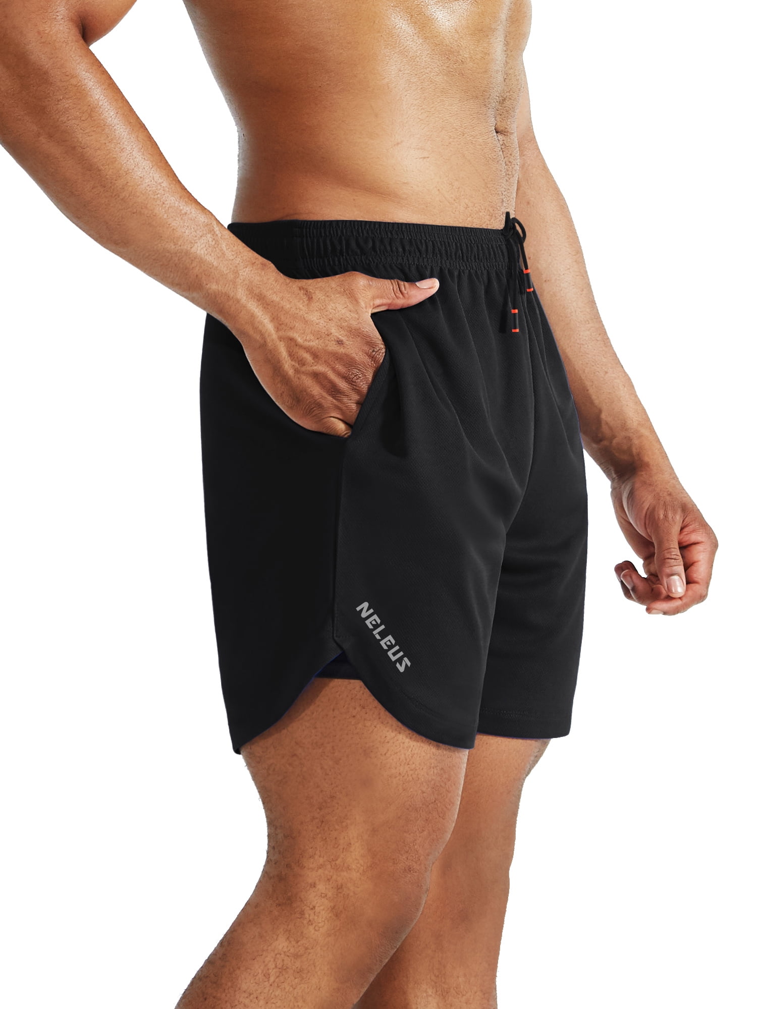 Neleus Men's 7 Mesh Running Workout Shorts with Pockets 