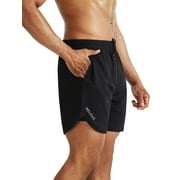 NELEUS Mens 2 in 1 Dry Fit Workout Shorts with Liner and Pockets 3 Packs,Black+Gray+Red,US Size XL