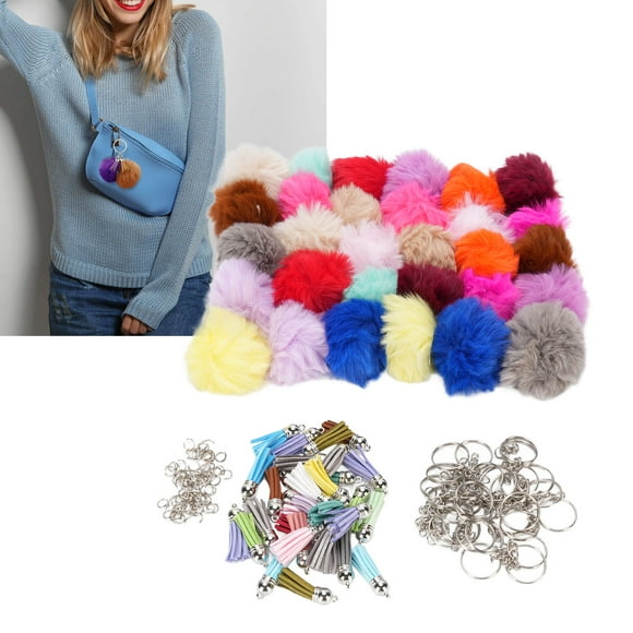 Puff Ball Keychain Accessories, Practical Tassel Keychain Accessories 30 Set for Decoration