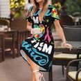 thumbnail image 3 of Fotbe I Love My Autism Vestido Largo de Moda para Mujer, Vestido Tipo Camiseta con Manga Corta y Estilo Casual a Rayas y Bloques de Color, 3 of 6