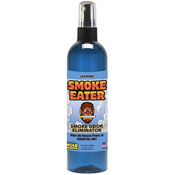 Smoke Eater - Breaks Down Smoke Odor at The Molecular Level - Eliminates  Cigarette, Cigar or Smoke On Clothes, in Cars, Boats, Homes, and Office - 4  oz Travel Spray Bottle (Jasmine)