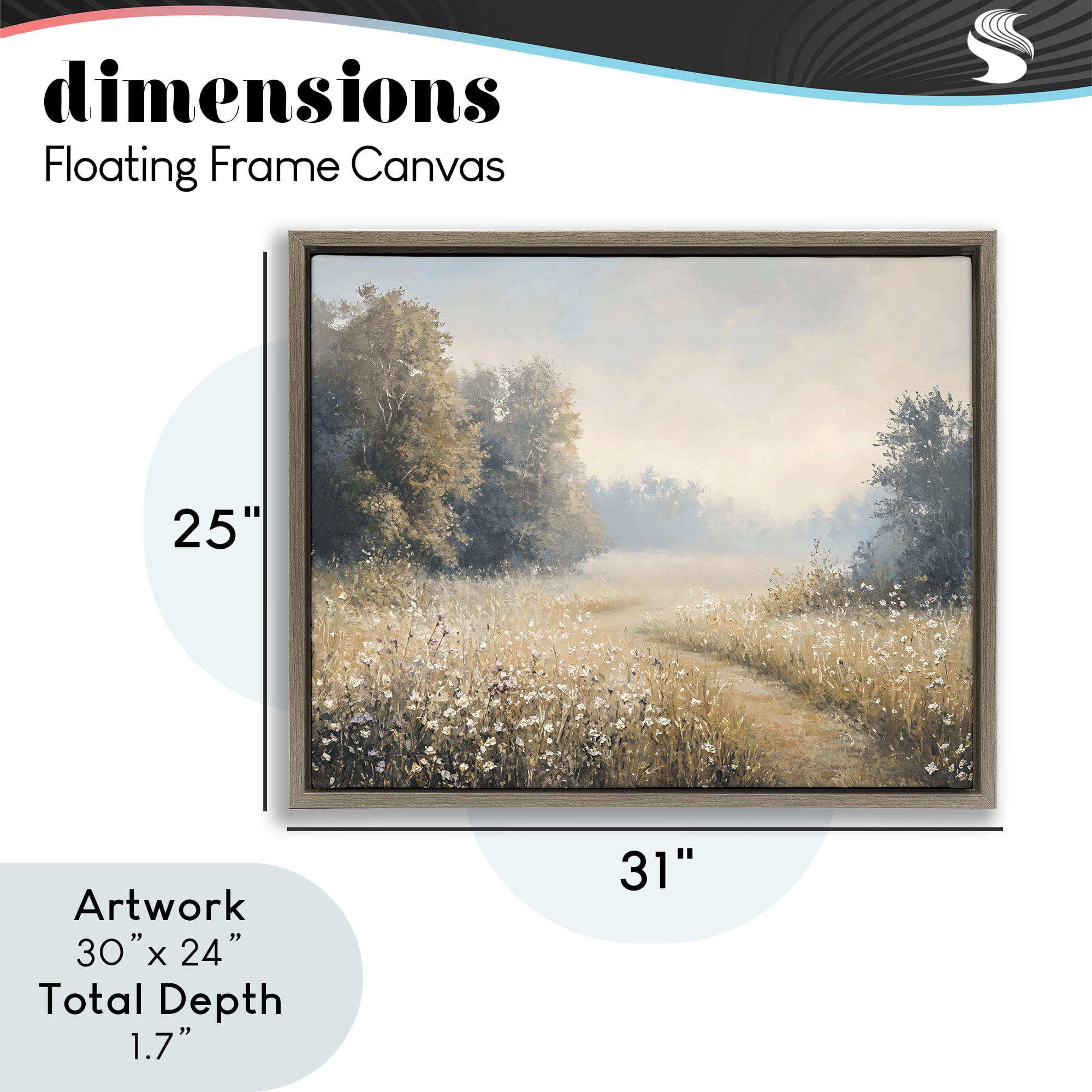 Stupell Industries Wandering Wildflower Path at Dawn Brown Framed Floater Canvas Wall Art, design by Creative Studio